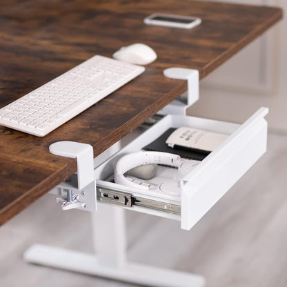 16 inch Clamp-On Sliding Pull-out Drawer without Shell for Office Desk, Storage Organizer for Sit Stand Workstation, White, DESK-AC03C-W