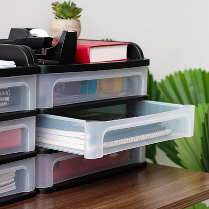 3-Drawer Medium Desktop Organizer with Paper Tray, Black