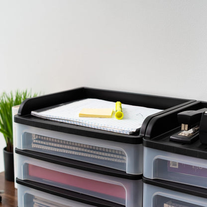 3-Drawer Medium Desktop Organizer with Paper Tray, Black
