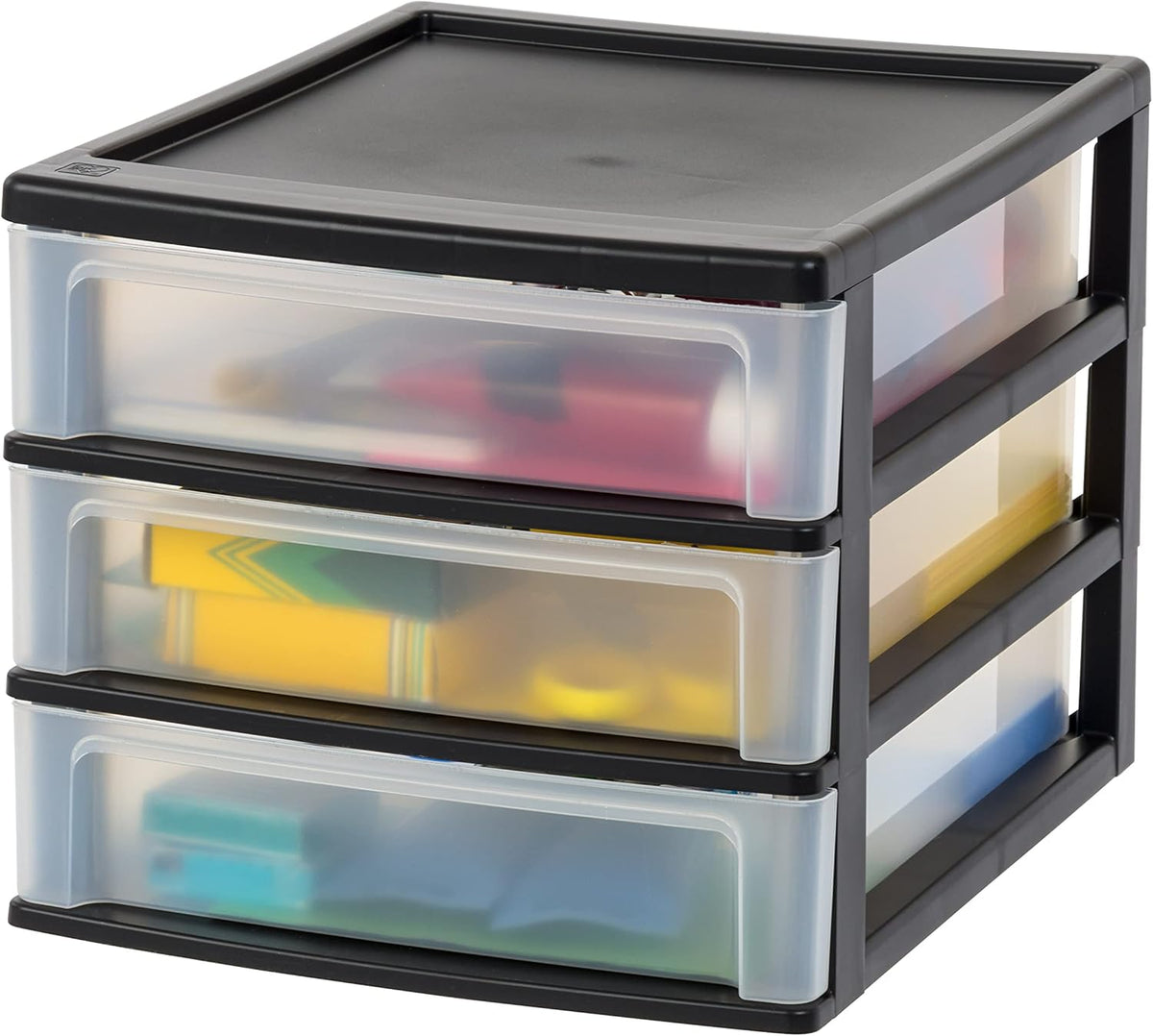 3-Drawer Medium Desktop Organizer with Paper Tray, Black