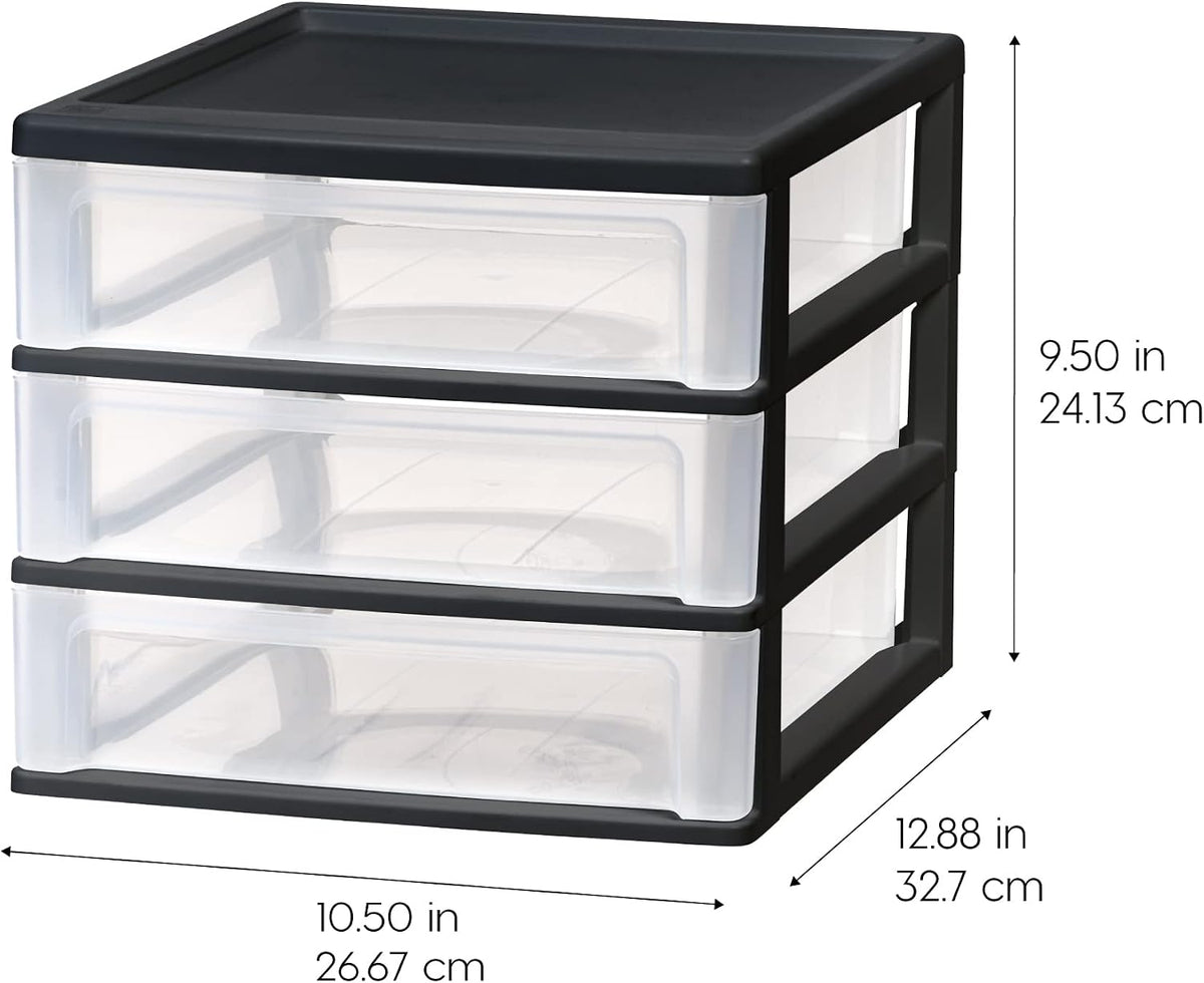 3-Drawer Medium Desktop Organizer with Paper Tray, Black