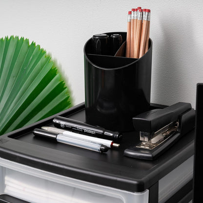 3-Drawer Medium Desktop Organizer with Paper Tray, Black