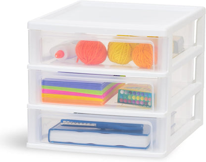 3-Drawer Medium Desktop Organizer with Paper Tray, Black