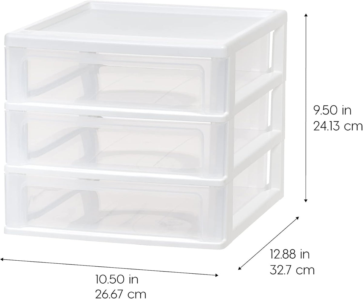 3-Drawer Medium Desktop Organizer with Paper Tray, Black