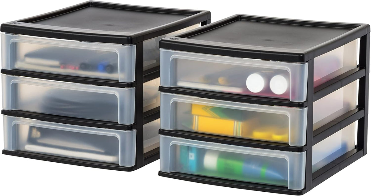 3-Drawer Medium Desktop Organizer with Paper Tray, Black