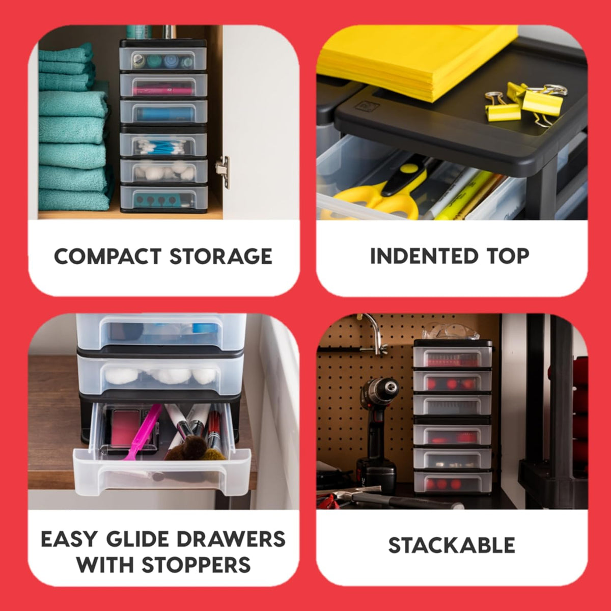 3-Drawer Medium Desktop Organizer with Paper Tray, Black