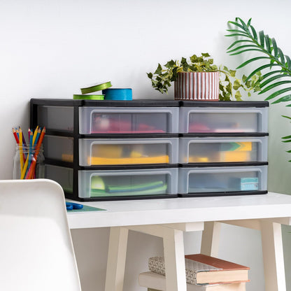 3-Drawer Medium Desktop Organizer with Paper Tray, Black