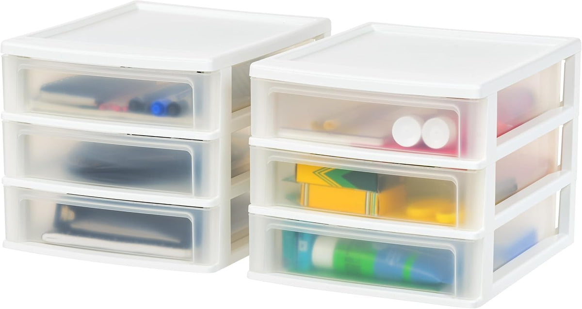 3-Drawer Medium Desktop Organizer with Paper Tray, Black