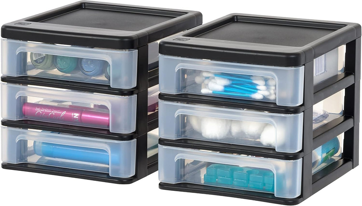 3-Drawer Medium Desktop Organizer with Paper Tray, Black
