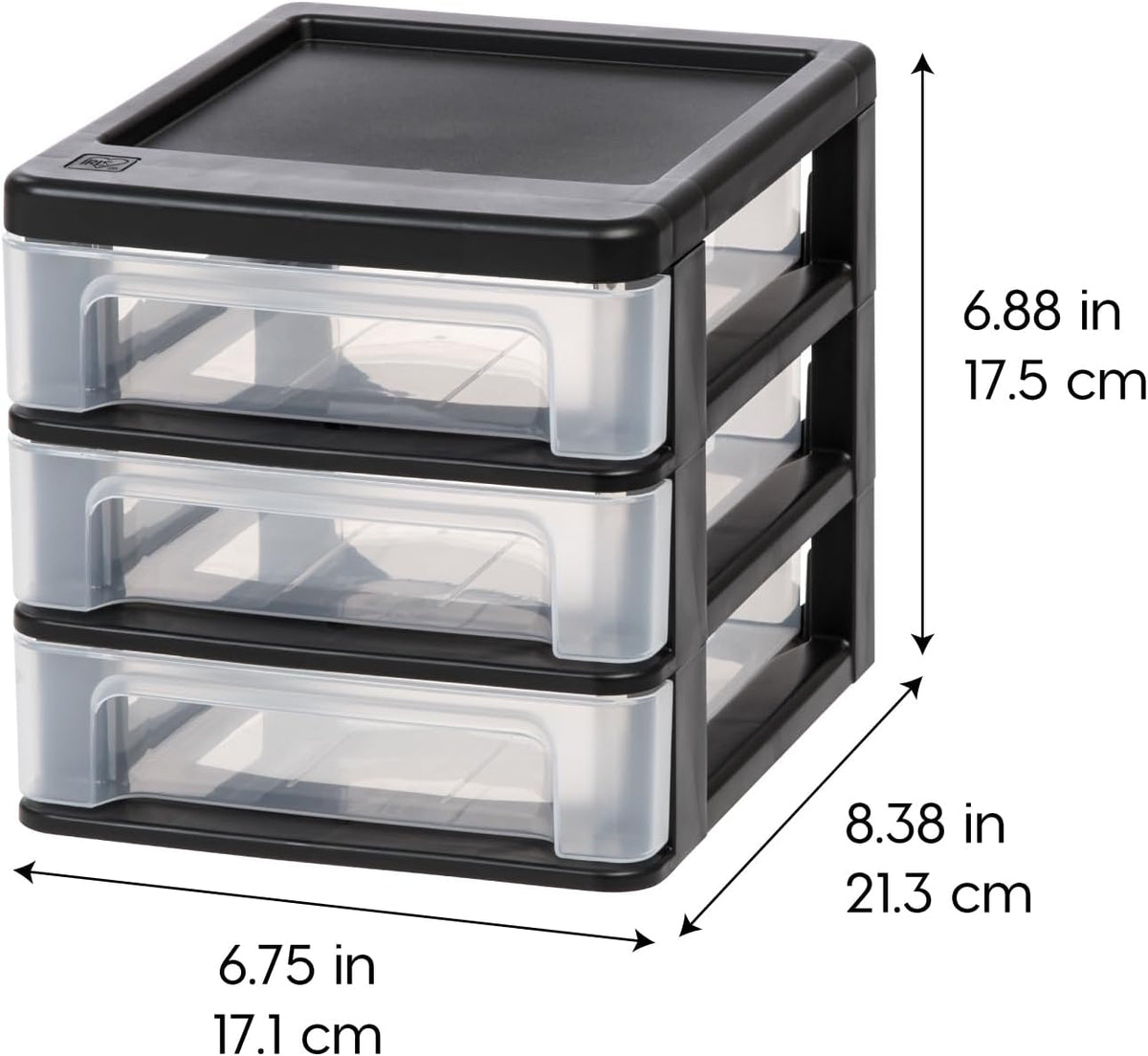 3-Drawer Medium Desktop Organizer with Paper Tray, Black