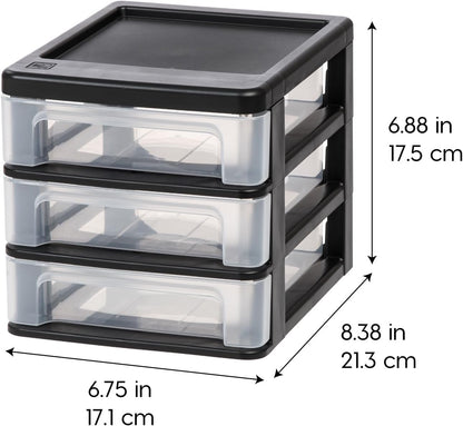 3-Drawer Medium Desktop Organizer with Paper Tray, Black