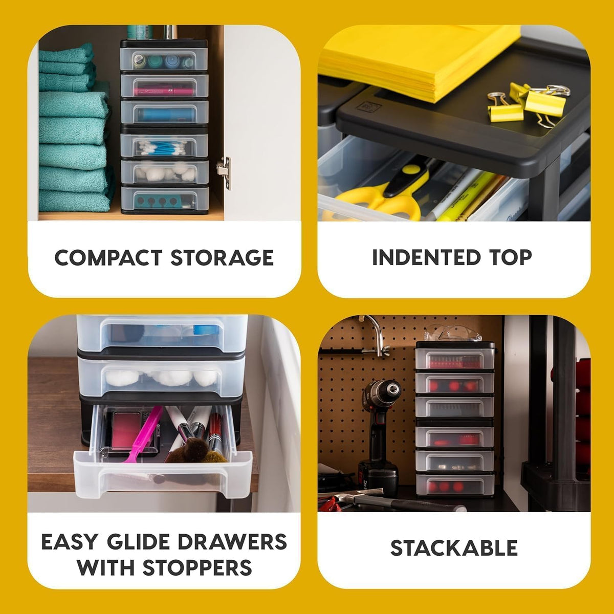 3-Drawer Medium Desktop Organizer with Paper Tray, Black