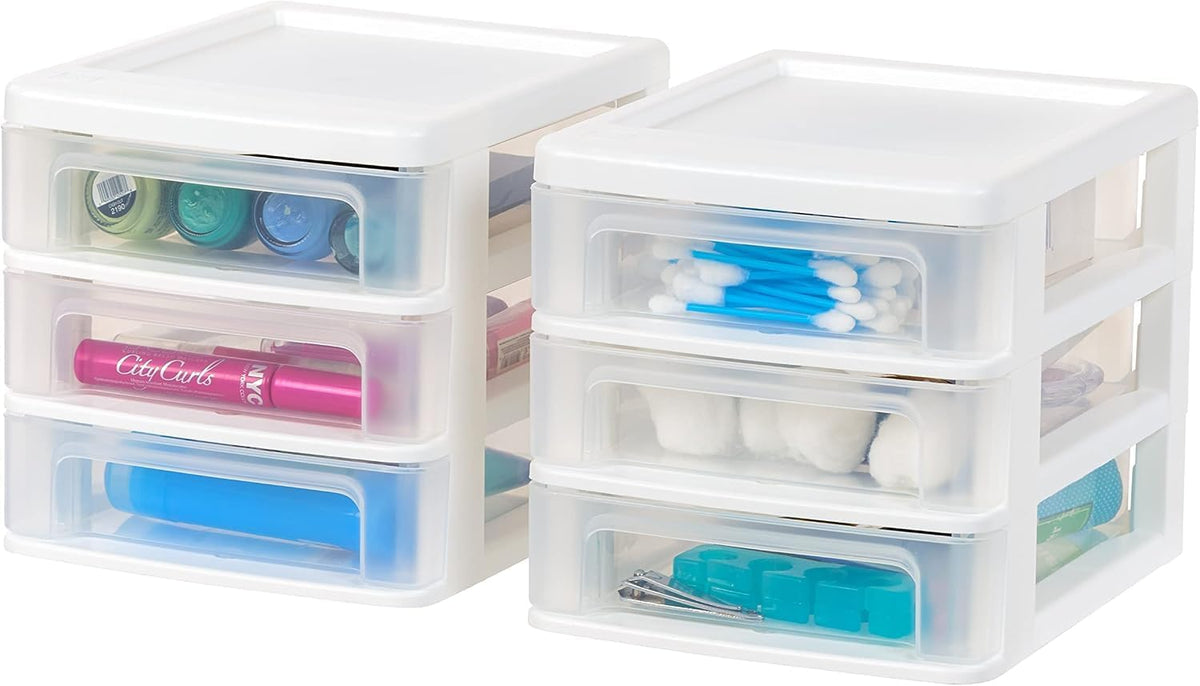 3-Drawer Medium Desktop Organizer with Paper Tray, Black