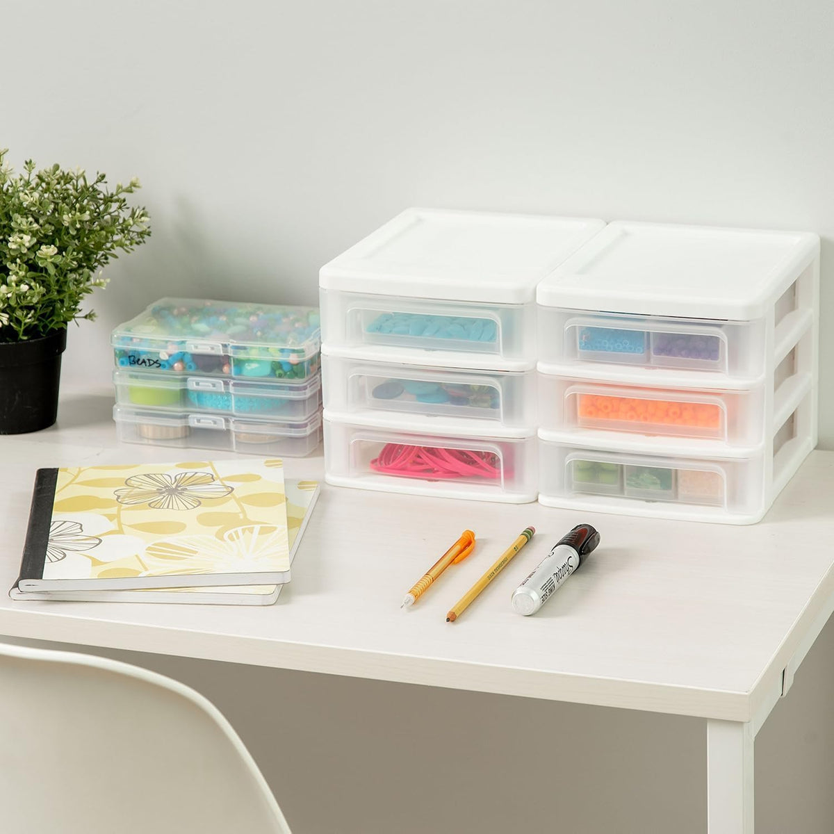 3-Drawer Medium Desktop Organizer with Paper Tray, Black