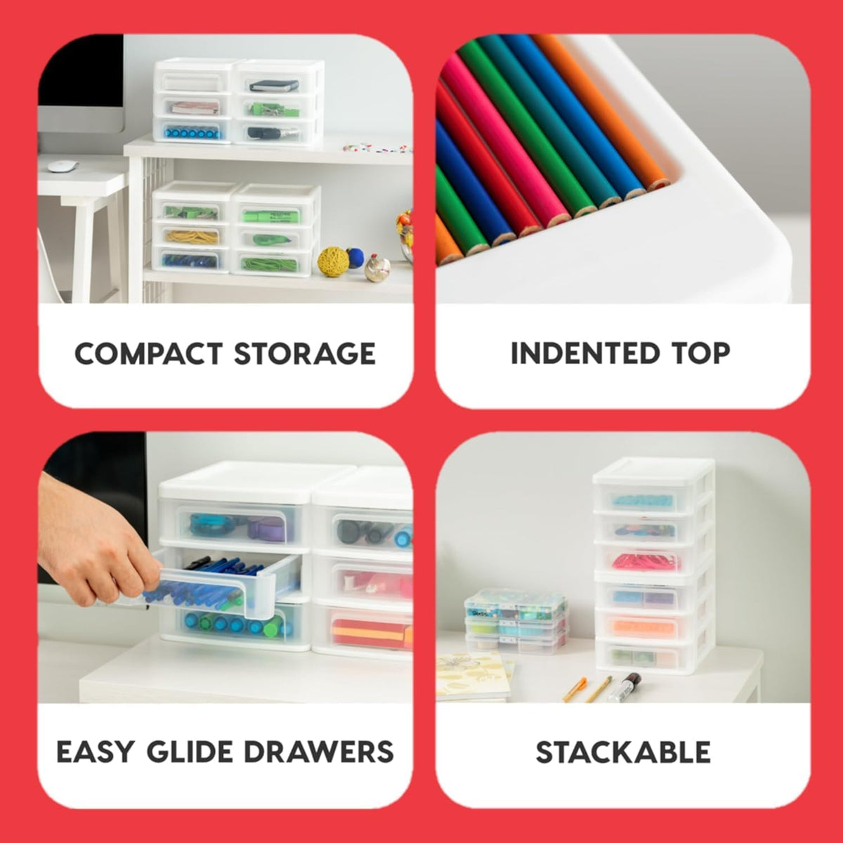 3-Drawer Medium Desktop Organizer with Paper Tray, Black