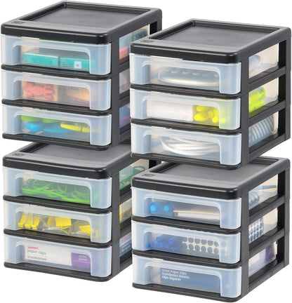 3-Drawer Medium Desktop Organizer with Paper Tray, Black