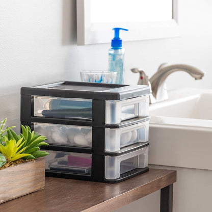 3-Drawer Medium Desktop Organizer with Paper Tray, Black
