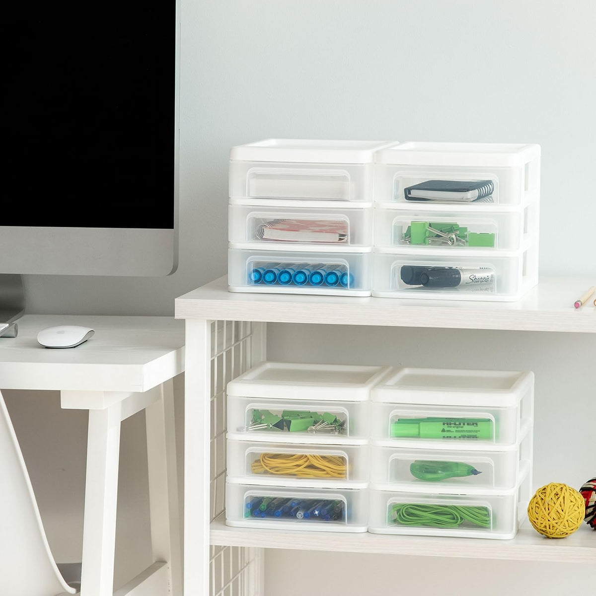 3-Drawer Medium Desktop Organizer with Paper Tray, Black