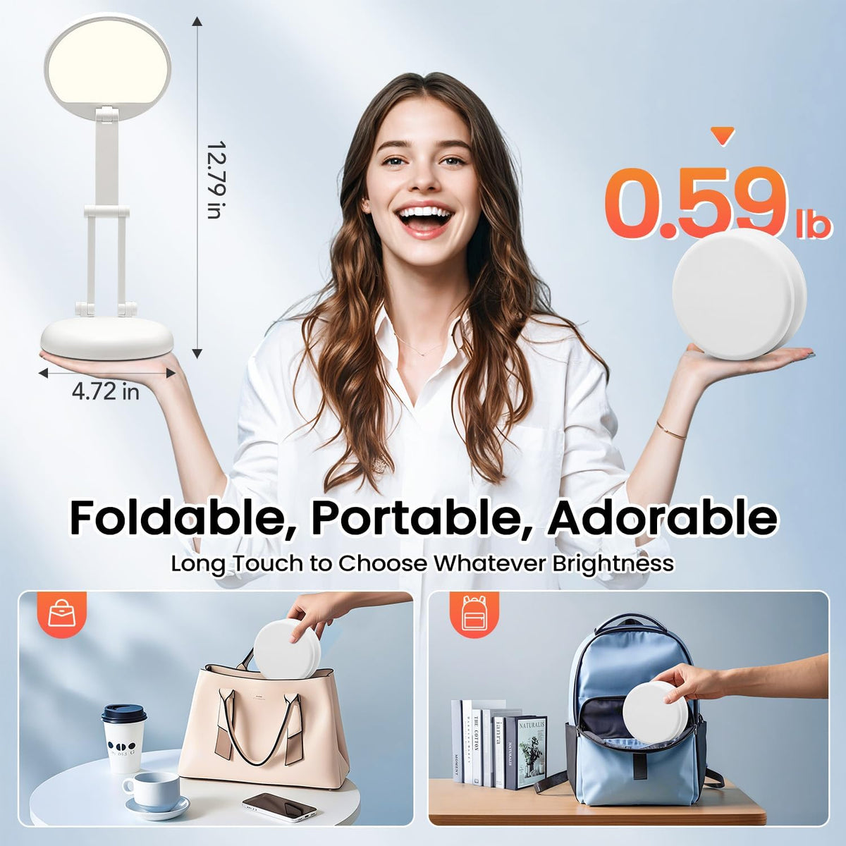 Rechargeable Table Lamp, 3600mAh Battery Operated Lamp Dorm Lamp