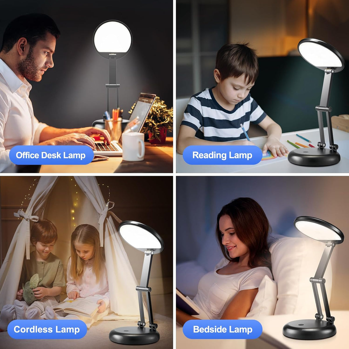 Rechargeable Table Lamp, 3600mAh Battery Operated Lamp Dorm Lamp
