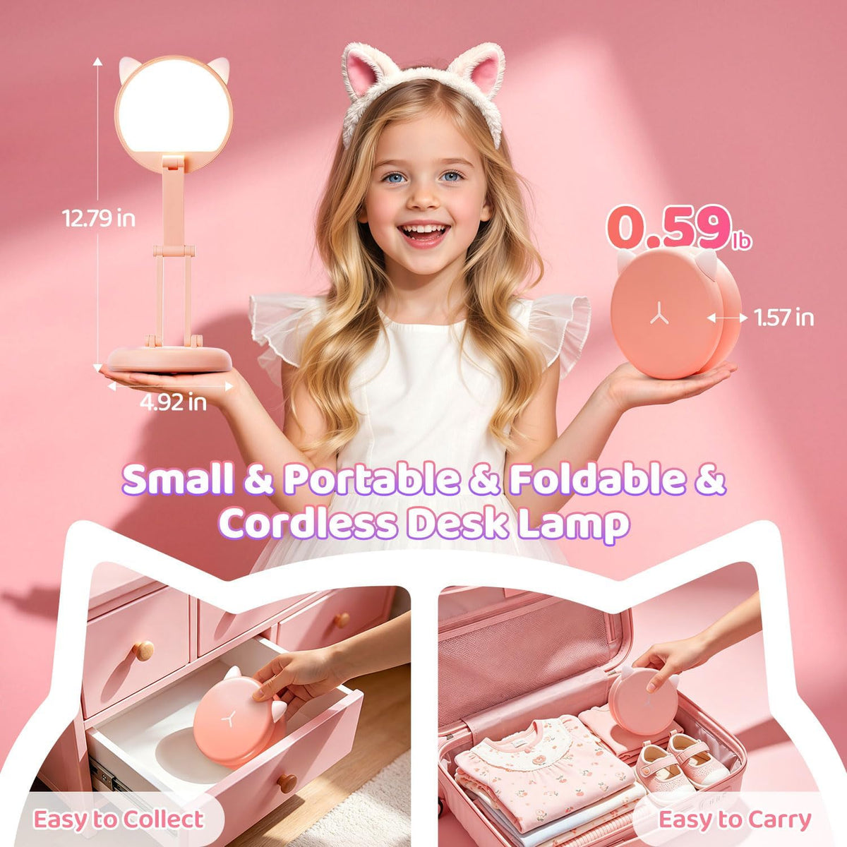 Rechargeable Table Lamp, 3600mAh Battery Operated Lamp Dorm Lamp