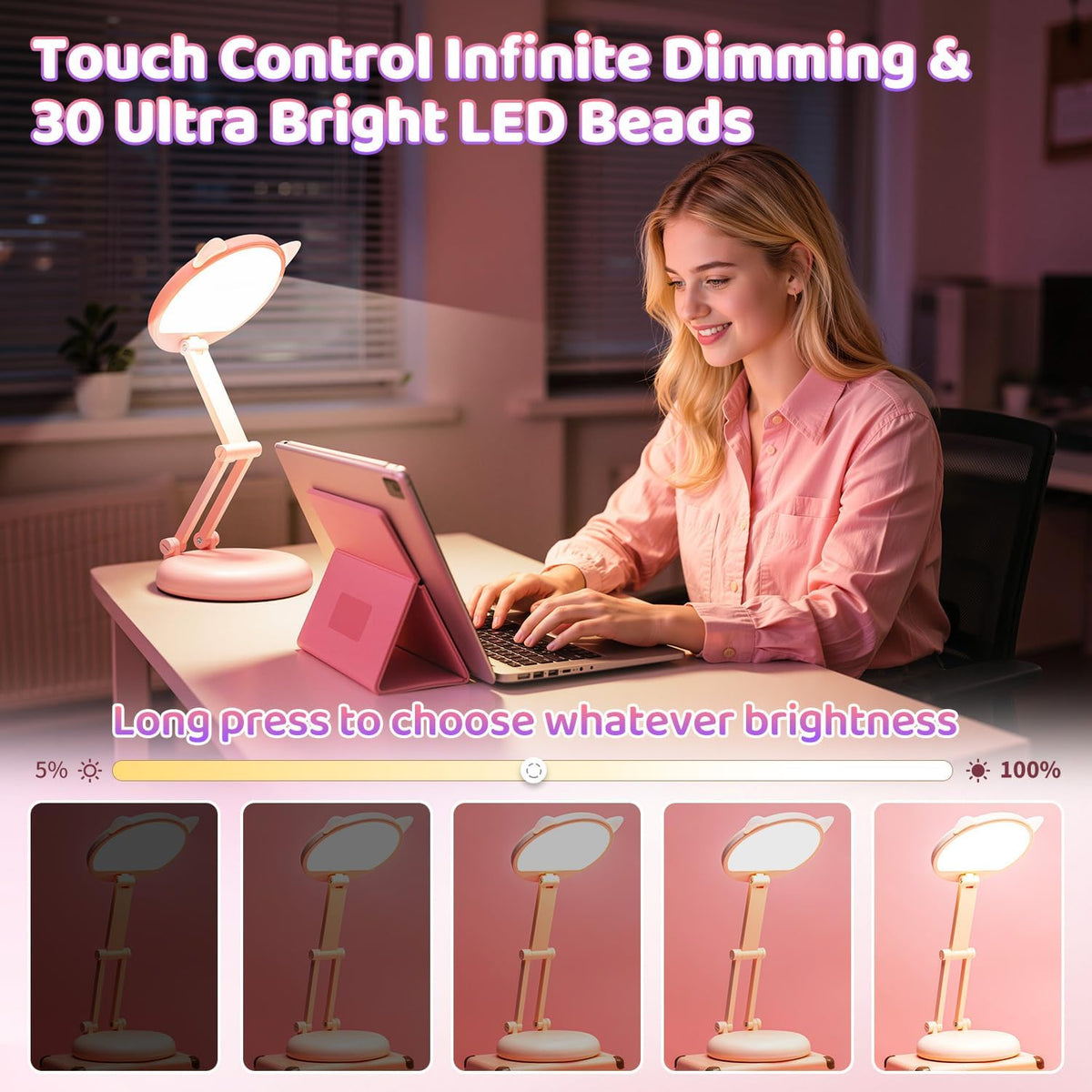 Rechargeable Table Lamp, 3600mAh Battery Operated Lamp Dorm Lamp