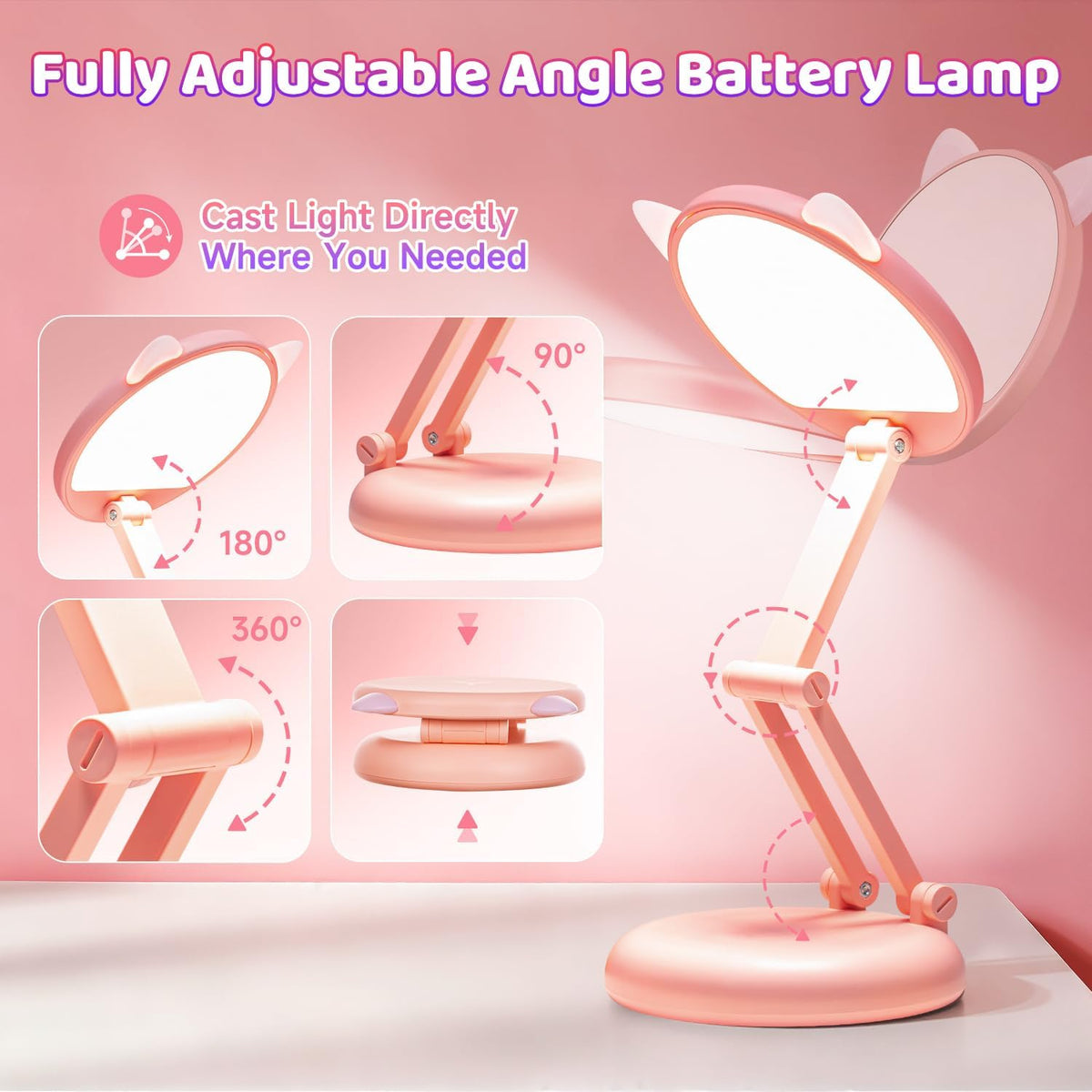 Rechargeable Table Lamp, 3600mAh Battery Operated Lamp Dorm Lamp