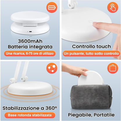 Rechargeable Table Lamp, 3600mAh Battery Operated Lamp Dorm Lamp