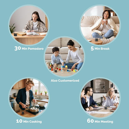 Pomodoro Timer – Visual Cube with 5/10/30/60 Min Presets, LED Countdown Ring & Count Up Mode, Silent Flip Productivity Timer for Study, Classroom, Office, Cooking (Green 5-10-30-60 min)