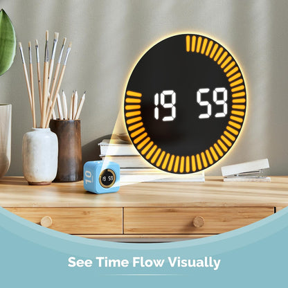 Pomodoro Timer – Visual Cube with 5/10/30/60 Min Presets, LED Countdown Ring & Count Up Mode, Silent Flip Productivity Timer for Study, Classroom, Office, Cooking (Green 5-10-30-60 min)