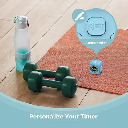 Pomodoro Timer – Visual Cube with 5/10/30/60 Min Presets, LED Countdown Ring & Count Up Mode, Silent Flip Productivity Timer for Study, Classroom, Office, Cooking (Green 5-10-30-60 min)