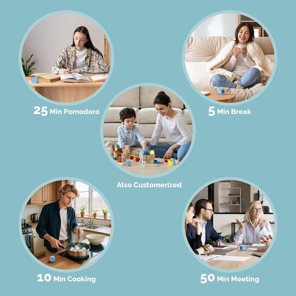 Pomodoro Timer – Visual Cube with 5/10/30/60 Min Presets, LED Countdown Ring & Count Up Mode, Silent Flip Productivity Timer for Study, Classroom, Office, Cooking (Green 5-10-30-60 min)
