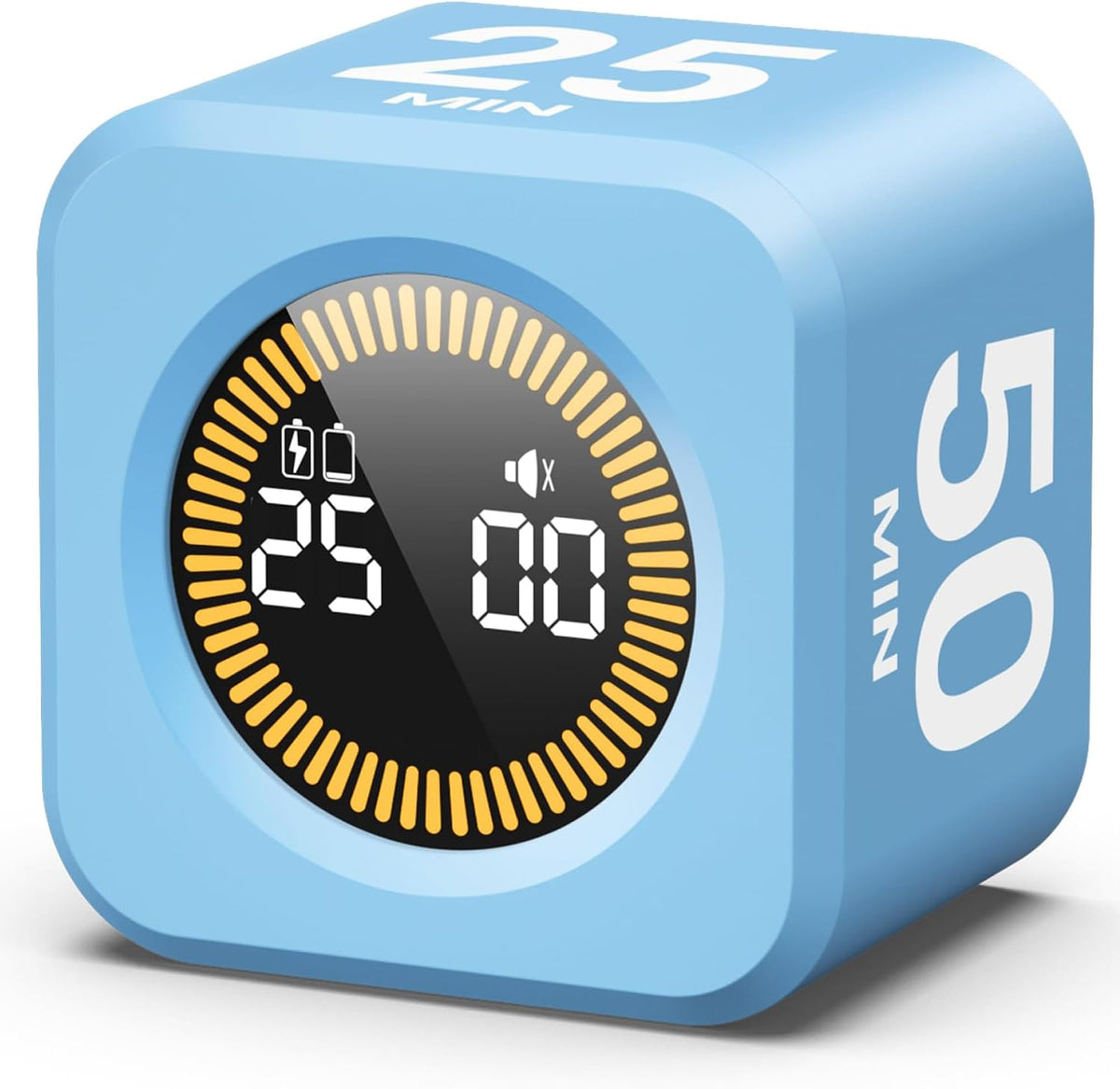 Pomodoro Timer – Visual Cube with 5/10/30/60 Min Presets, LED Countdown Ring & Count Up Mode, Silent Flip Productivity Timer for Study, Classroom, Office, Cooking (Green 5-10-30-60 min)