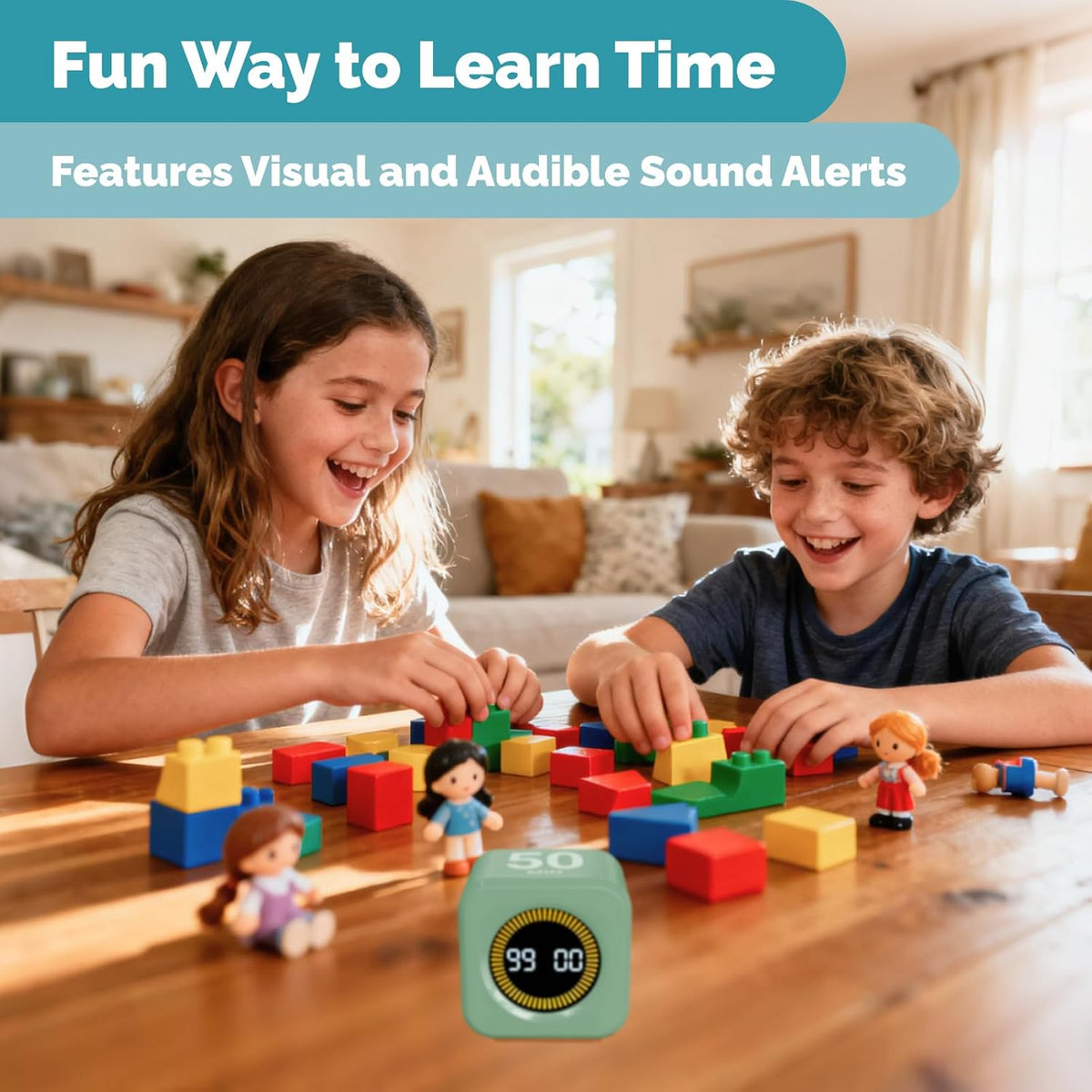 Pomodoro Timer – Visual Cube with 5/10/30/60 Min Presets, LED Countdown Ring & Count Up Mode, Silent Flip Productivity Timer for Study, Classroom, Office, Cooking (Green 5-10-30-60 min)