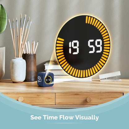 Pomodoro Timer – Visual Cube with 5/10/30/60 Min Presets, LED Countdown Ring & Count Up Mode, Silent Flip Productivity Timer for Study, Classroom, Office, Cooking (Green 5-10-30-60 min)