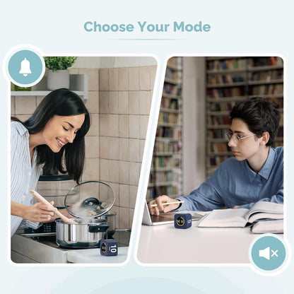 Pomodoro Timer – Visual Cube with 5/10/30/60 Min Presets, LED Countdown Ring & Count Up Mode, Silent Flip Productivity Timer for Study, Classroom, Office, Cooking (Green 5-10-30-60 min)