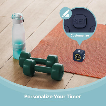 Pomodoro Timer – Visual Cube with 5/10/30/60 Min Presets, LED Countdown Ring & Count Up Mode, Silent Flip Productivity Timer for Study, Classroom, Office, Cooking (Green 5-10-30-60 min)