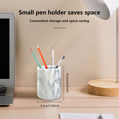 Marble Pencil Pen Holder for Desk,Makeup Brush Holder, Stand for Desk Marble Pattern Pencil Cup for Kids Durable Organizer Ideal Gift for Home, Office(gray).