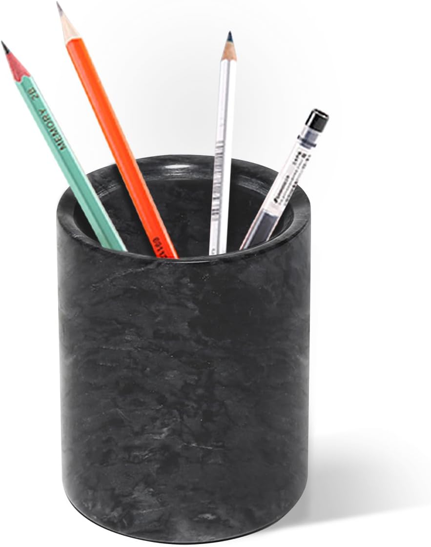 Marble Pencil Pen Holder for Desk,Makeup Brush Holder, Stand for Desk Marble Pattern Pencil Cup for Kids Durable Organizer Ideal Gift for Home, Office(gray).