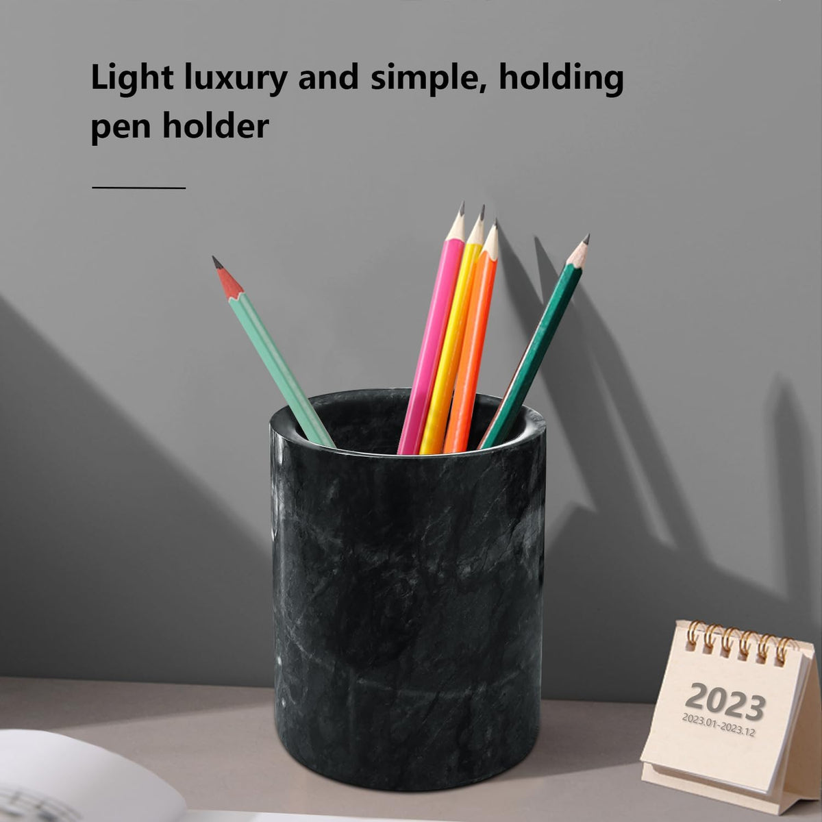 Marble Pencil Pen Holder for Desk,Makeup Brush Holder, Stand for Desk Marble Pattern Pencil Cup for Kids Durable Organizer Ideal Gift for Home, Office(gray).