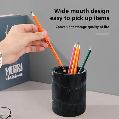 Marble Pencil Pen Holder for Desk,Makeup Brush Holder, Stand for Desk Marble Pattern Pencil Cup for Kids Durable Organizer Ideal Gift for Home, Office(gray).