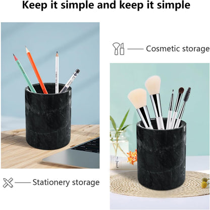 Marble Pencil Pen Holder for Desk,Makeup Brush Holder, Stand for Desk Marble Pattern Pencil Cup for Kids Durable Organizer Ideal Gift for Home, Office(gray).