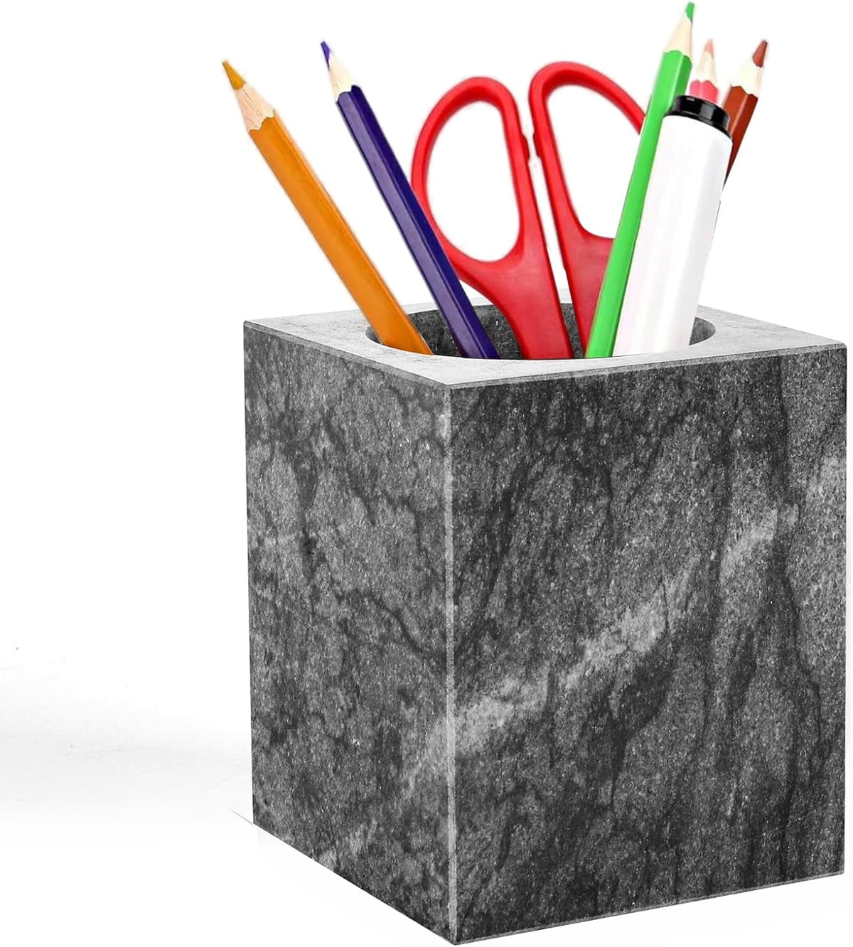 Marble Pencil Pen Holder for Desk,Makeup Brush Holder, Stand for Desk Marble Pattern Pencil Cup for Kids Durable Organizer Ideal Gift for Home, Office(gray).