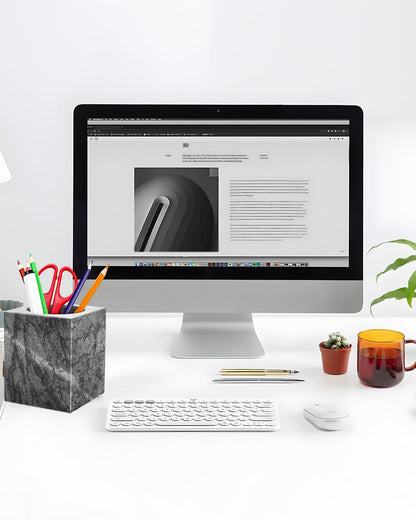 Marble Pencil Pen Holder for Desk,Makeup Brush Holder, Stand for Desk Marble Pattern Pencil Cup for Kids Durable Organizer Ideal Gift for Home, Office(gray).