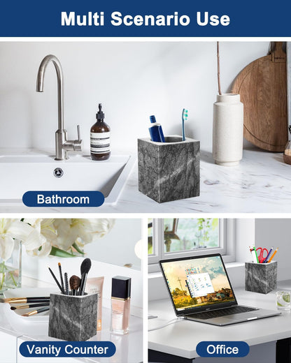 Marble Pencil Pen Holder for Desk,Makeup Brush Holder, Stand for Desk Marble Pattern Pencil Cup for Kids Durable Organizer Ideal Gift for Home, Office(gray).