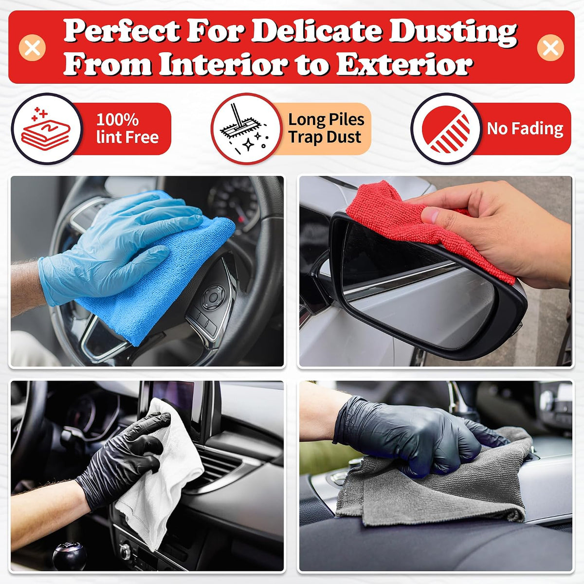 Shop Towels, Pack of 200, Grey Microfiber Cleaning Cloth Bulk, Microfiber Towels for Cars, All-Purpose Absorbent Cleaning Rags, Dust Cloth for Automotive, Mechanic, Garage, 11.5 x 11.5 inch