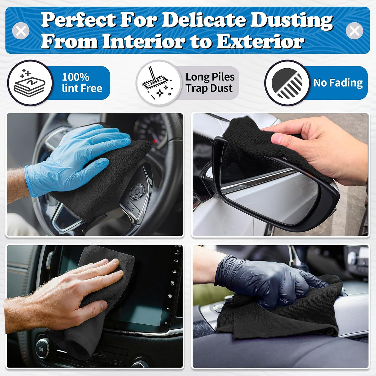 Shop Towels, Pack of 200, Grey Microfiber Cleaning Cloth Bulk, Microfiber Towels for Cars, All-Purpose Absorbent Cleaning Rags, Dust Cloth for Automotive, Mechanic, Garage, 11.5 x 11.5 inch