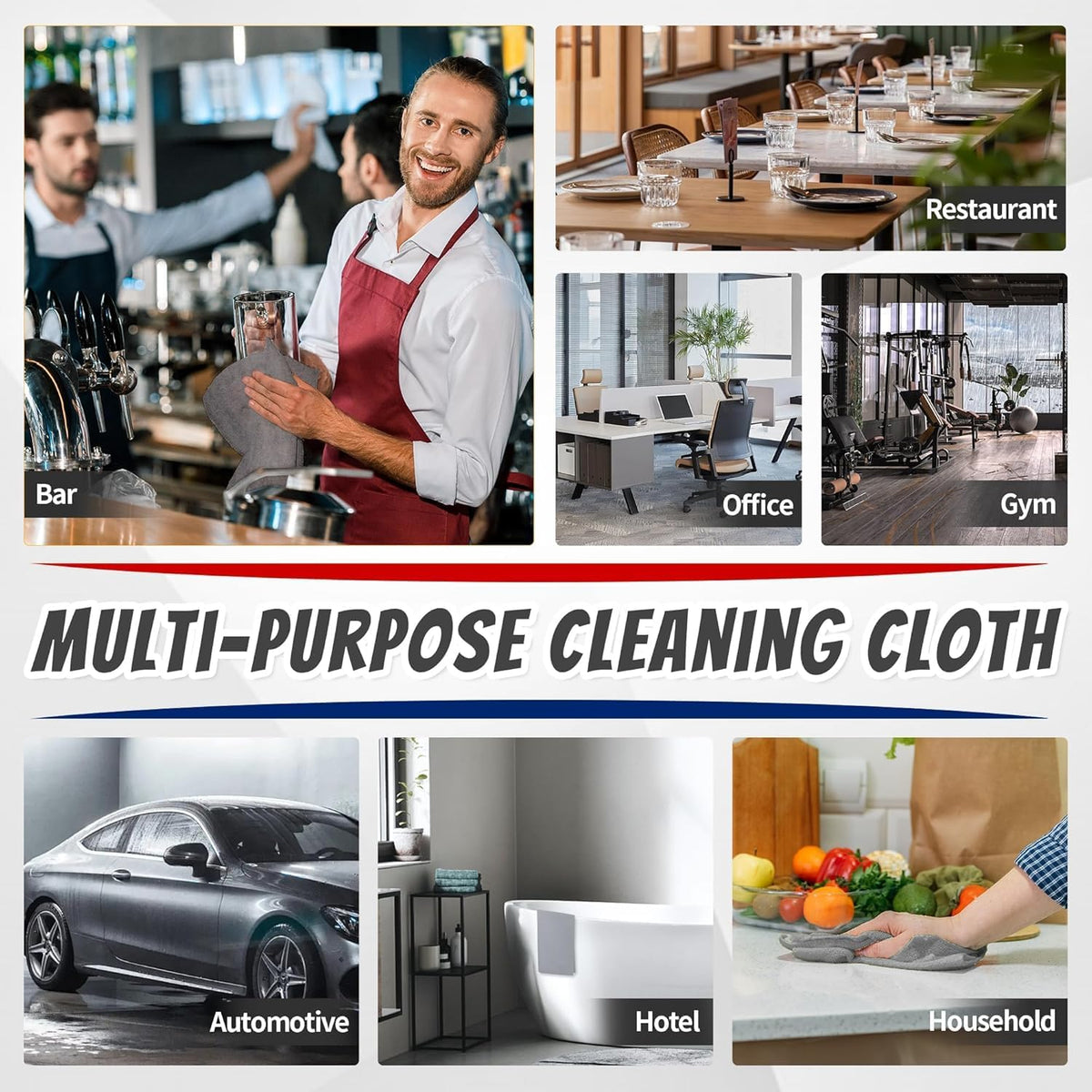 Shop Towels, Pack of 200, Grey Microfiber Cleaning Cloth Bulk, Microfiber Towels for Cars, All-Purpose Absorbent Cleaning Rags, Dust Cloth for Automotive, Mechanic, Garage, 11.5 x 11.5 inch