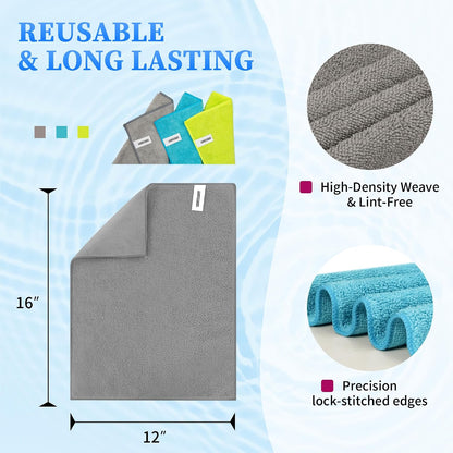 Shop Towels, Pack of 200, Grey Microfiber Cleaning Cloth Bulk, Microfiber Towels for Cars, All-Purpose Absorbent Cleaning Rags, Dust Cloth for Automotive, Mechanic, Garage, 11.5 x 11.5 inch