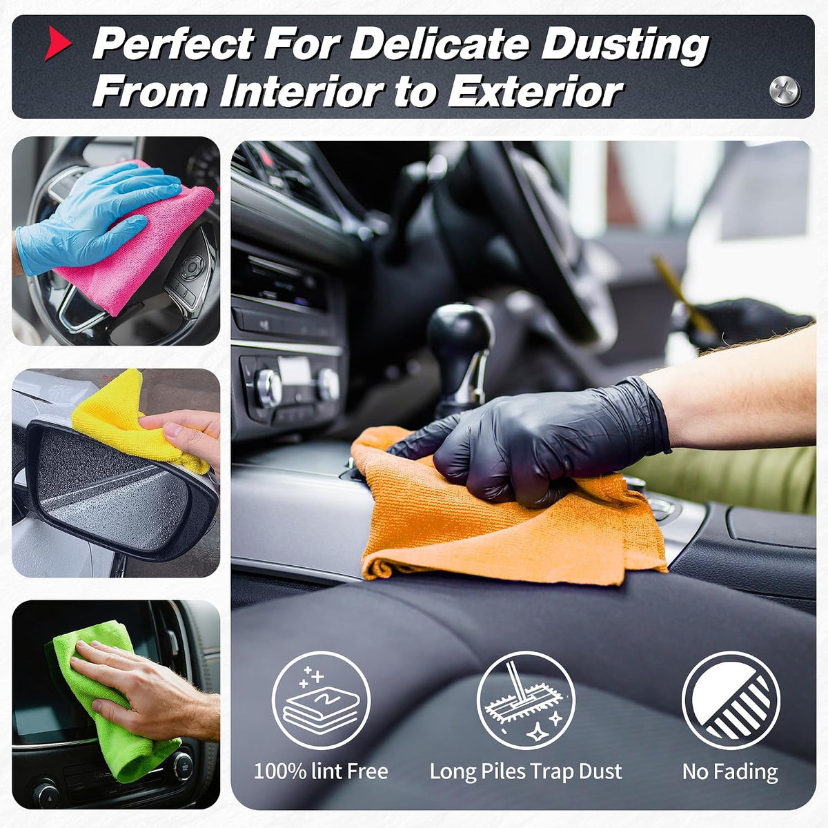 Shop Towels, Pack of 200, Grey Microfiber Cleaning Cloth Bulk, Microfiber Towels for Cars, All-Purpose Absorbent Cleaning Rags, Dust Cloth for Automotive, Mechanic, Garage, 11.5 x 11.5 inch